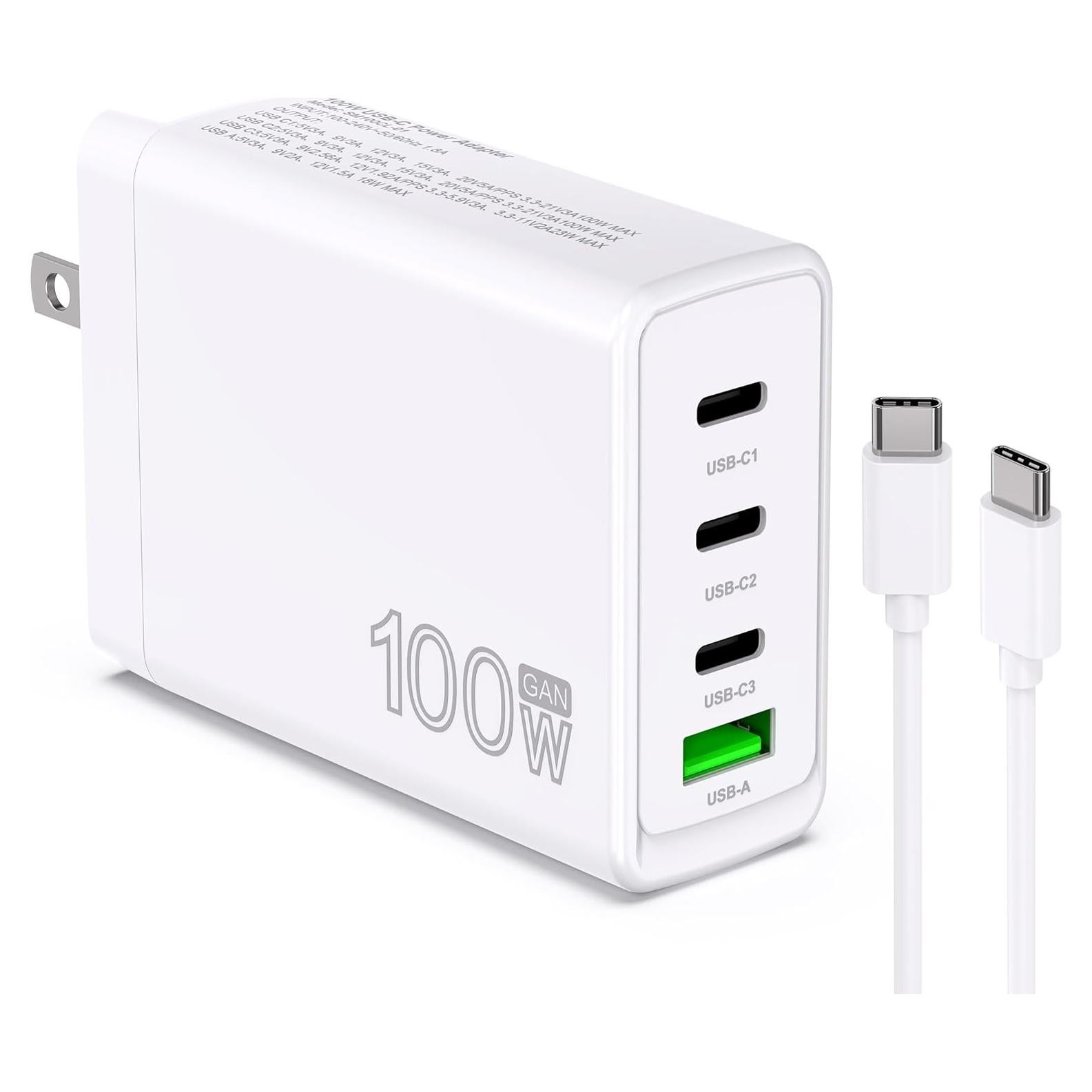 Cargador USB C 100W 4 Puertos GaN AINOPE Adaptador Rápido
