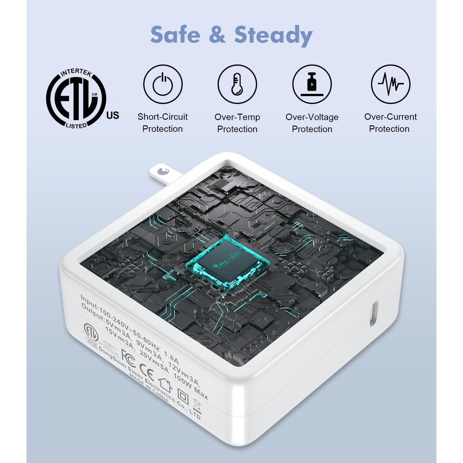 Cargador USB C 100W Yenyoh para Laptop y Tableta - Carga Rápida