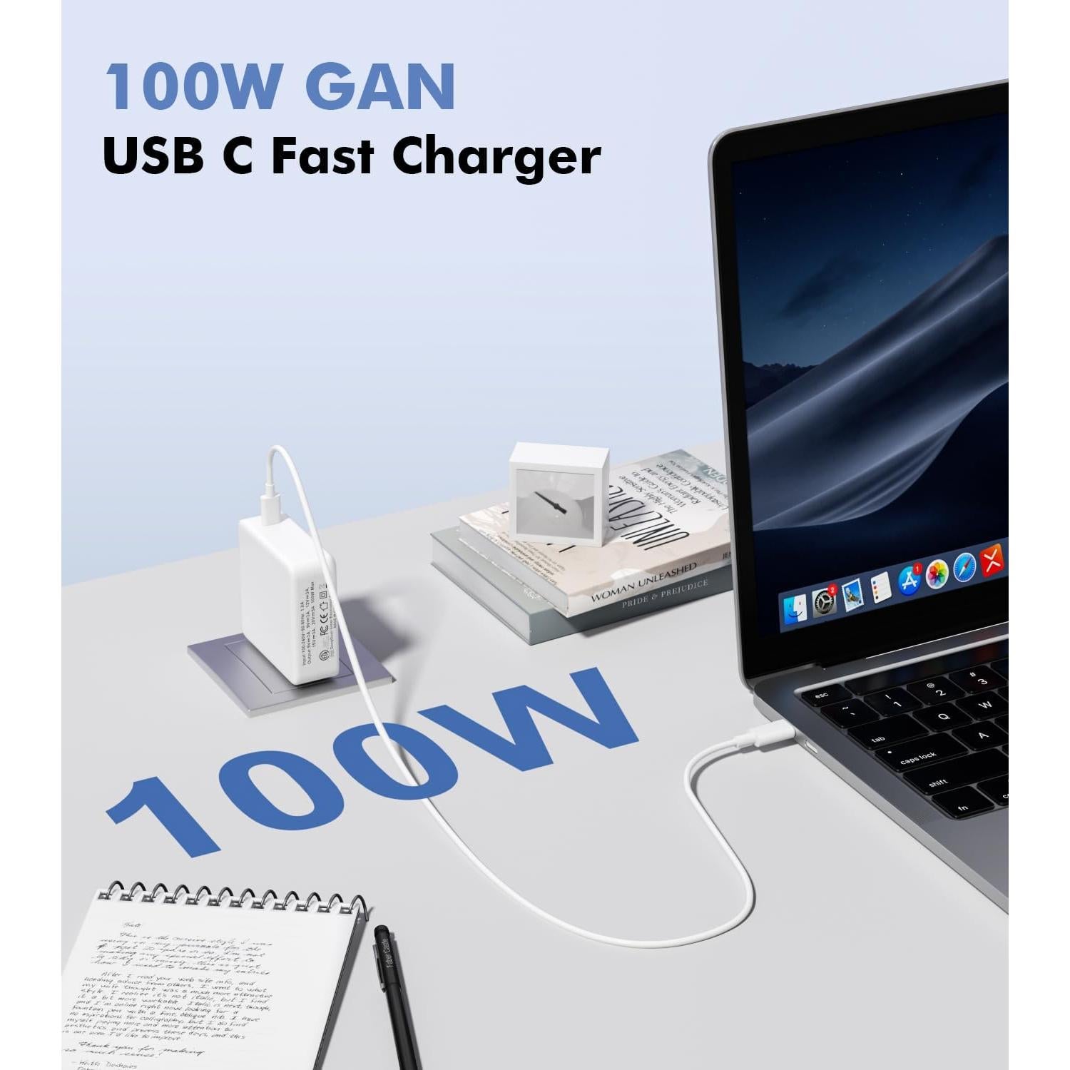 Cargador USB C 100W Yenyoh para Laptop y Tableta - Carga Rápida