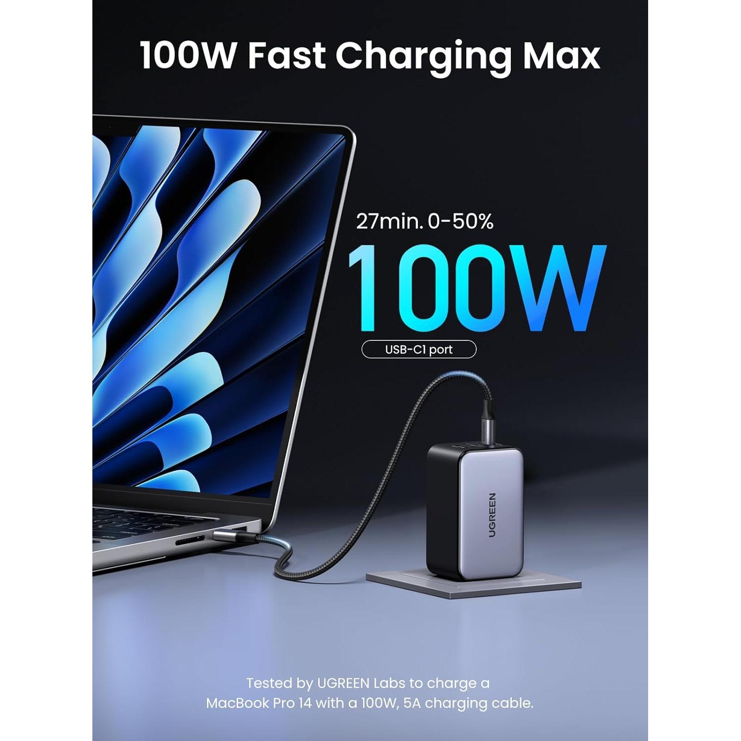 Cargador USB C UGREEN 100W Nexode X 3 Puertos Rápido