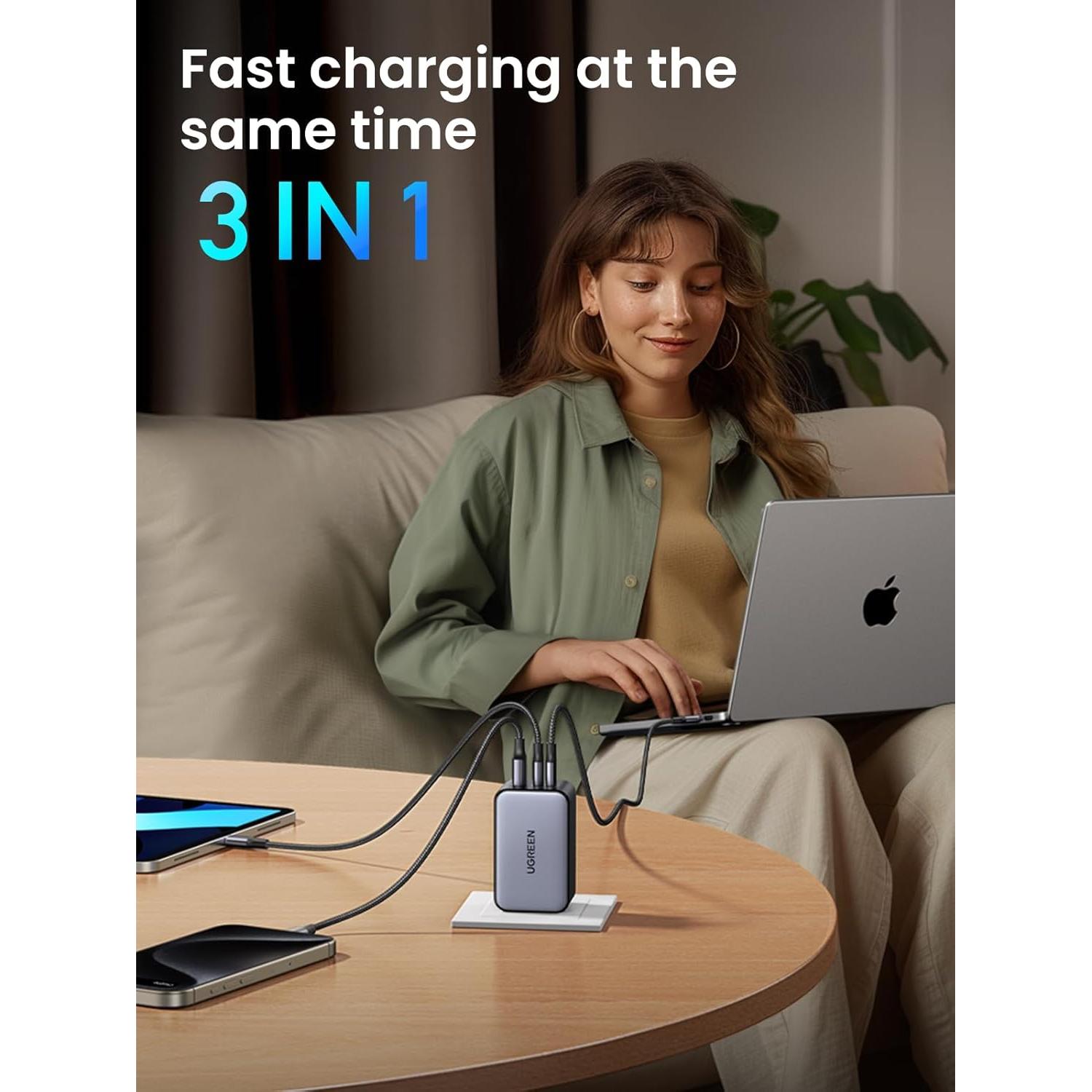 Cargador USB C UGREEN 100W Nexode X 3 Puertos Rápido