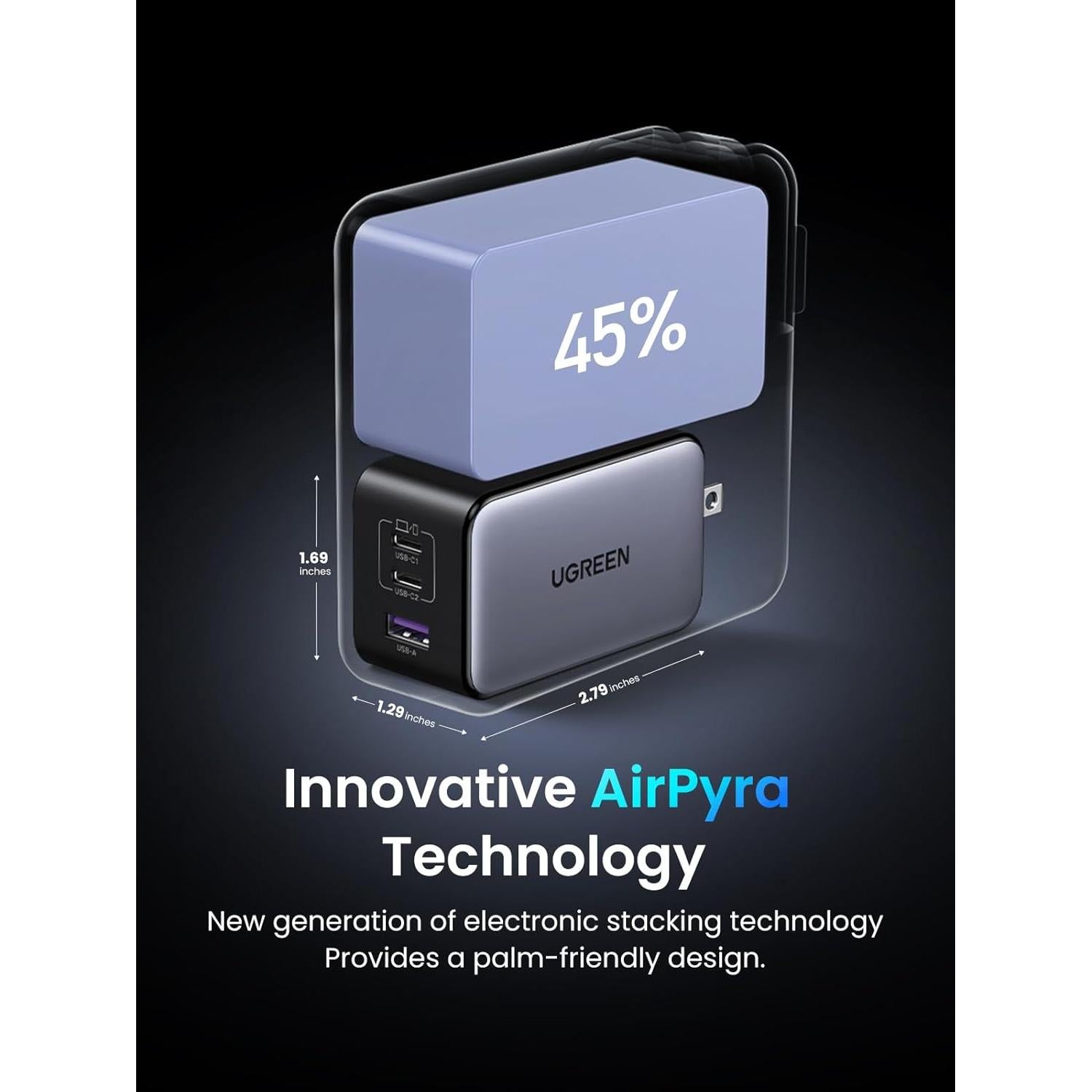 Cargador USB C UGREEN 100W Nexode X 3 Puertos Rápido