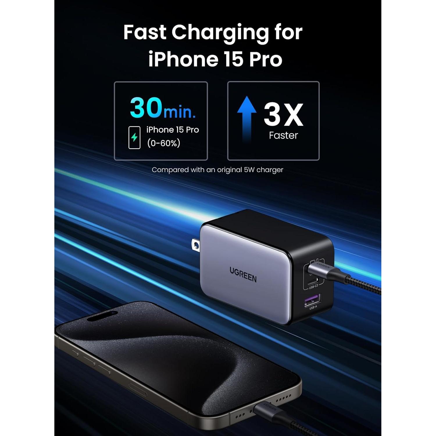 Cargador USB C UGREEN 100W Nexode X 3 Puertos Rápido