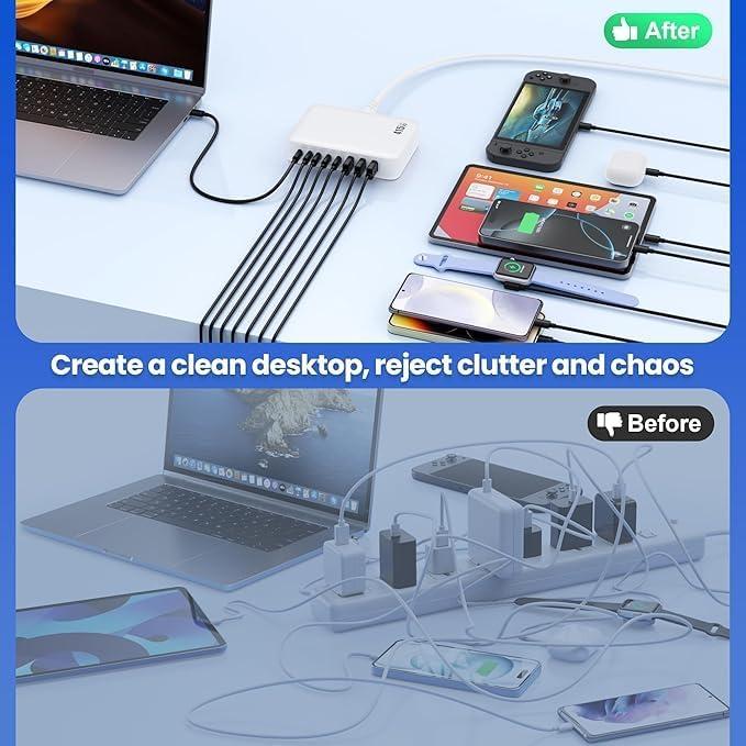 Cargador USB C 515W GaN IV 8 Puertos Doble PD 100W