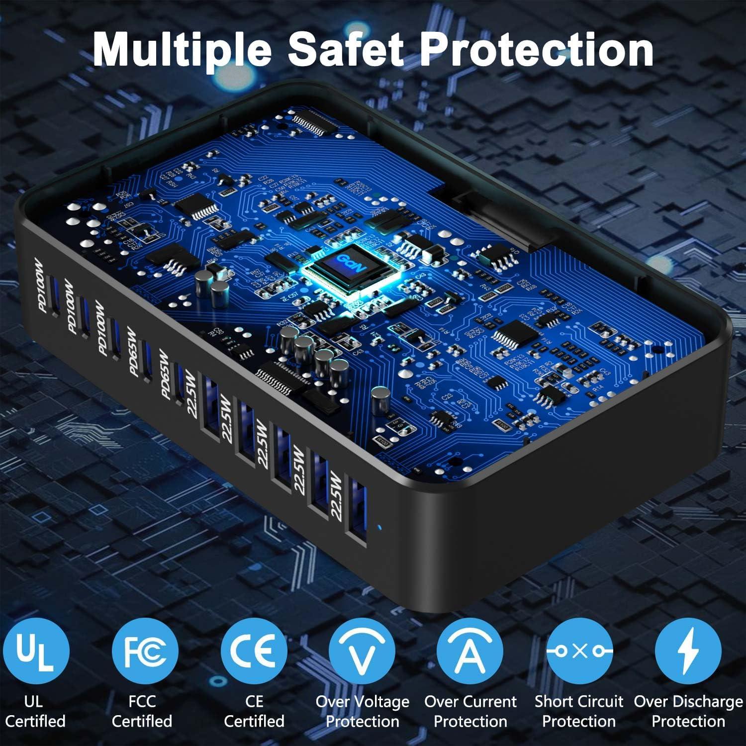 Cargador Rápido USB-C 540W GaN 10 Puertos para Laptop