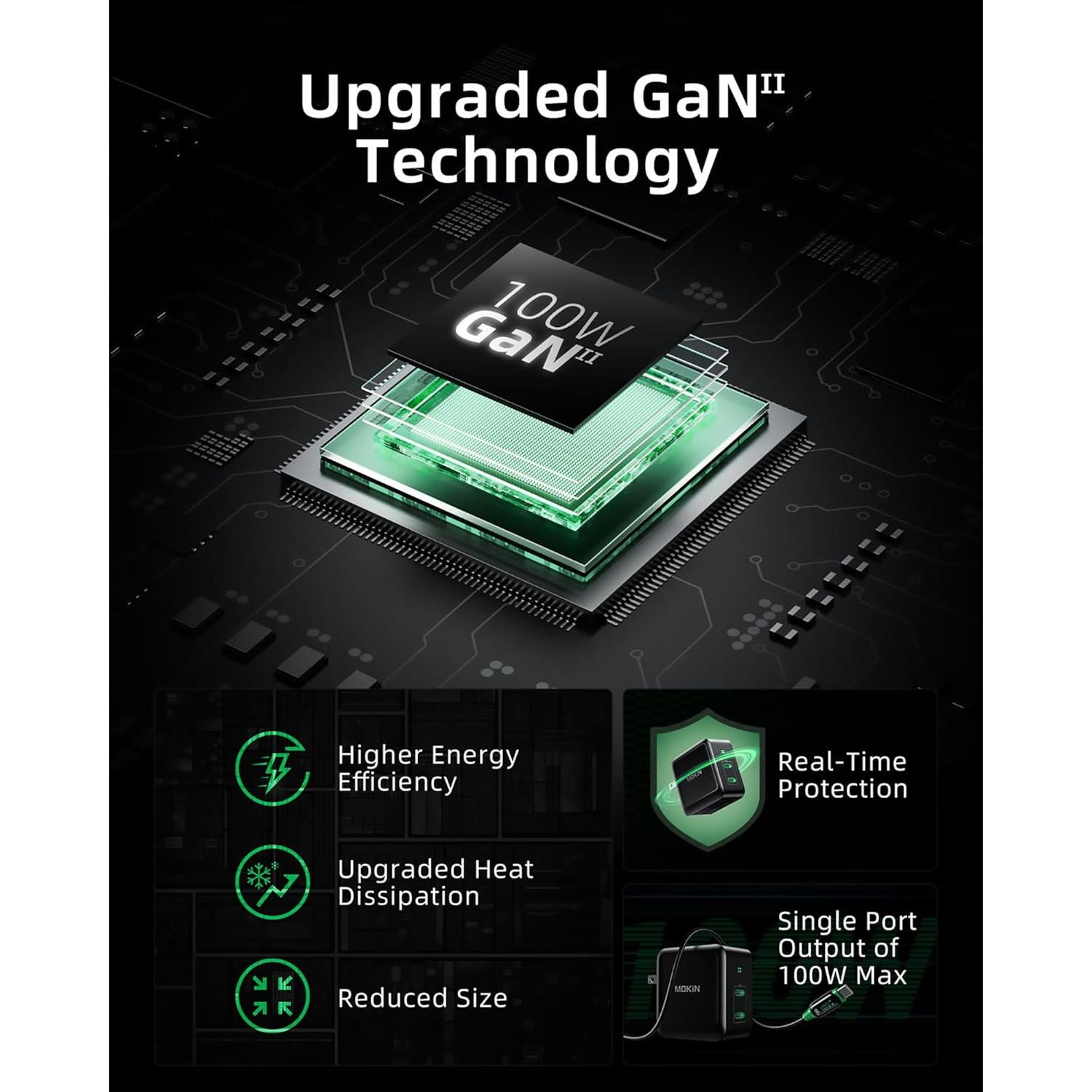 Cargador USB C 100W GaN+ Doble Puerto Plegable Compacto