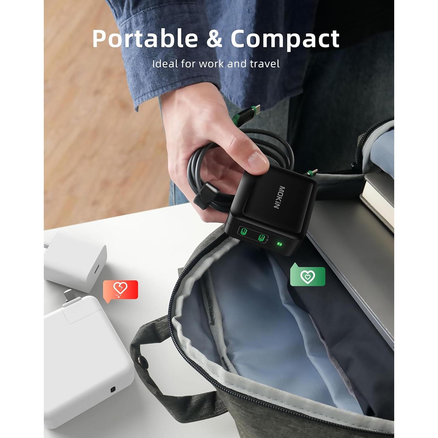 Cargador USB C 100W GaN+ Doble Puerto Plegable Compacto