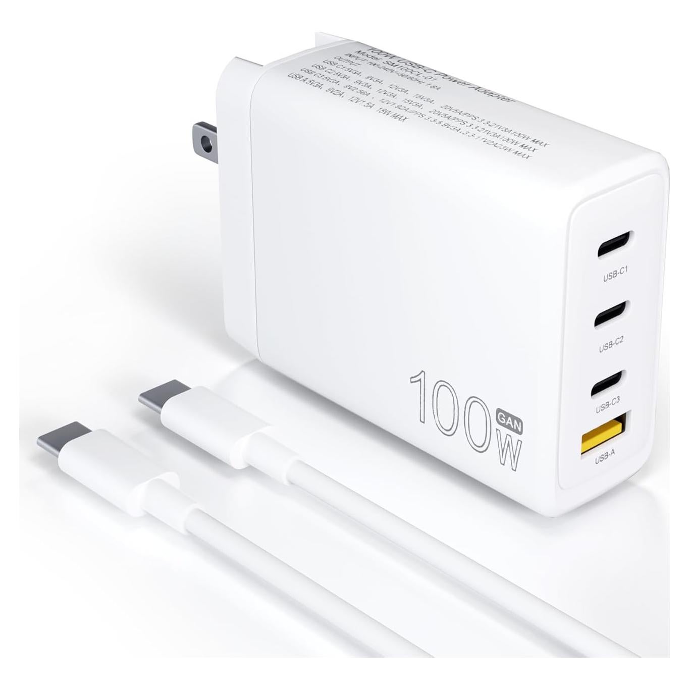 Cargador USB-C 100W GaN para Laptop HP Lenovo ASUS MacBook