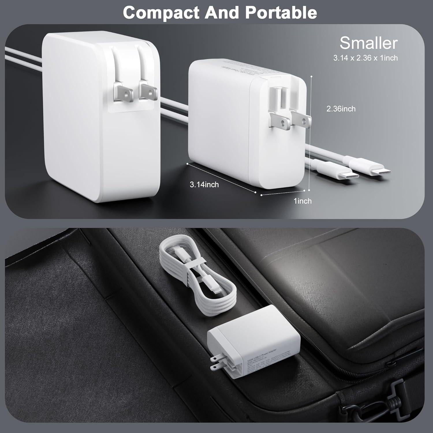 Cargador USB-C 100W GaN para Laptop HP Lenovo ASUS MacBook