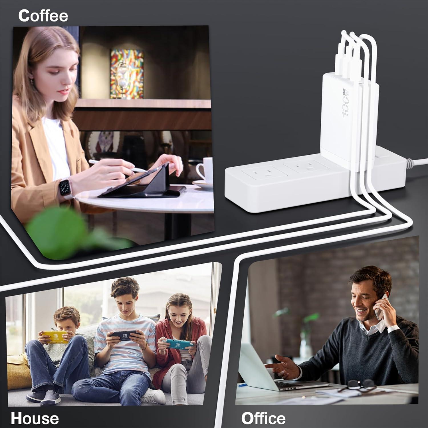 Cargador USB-C 100W GaN para Laptop HP Lenovo ASUS MacBook