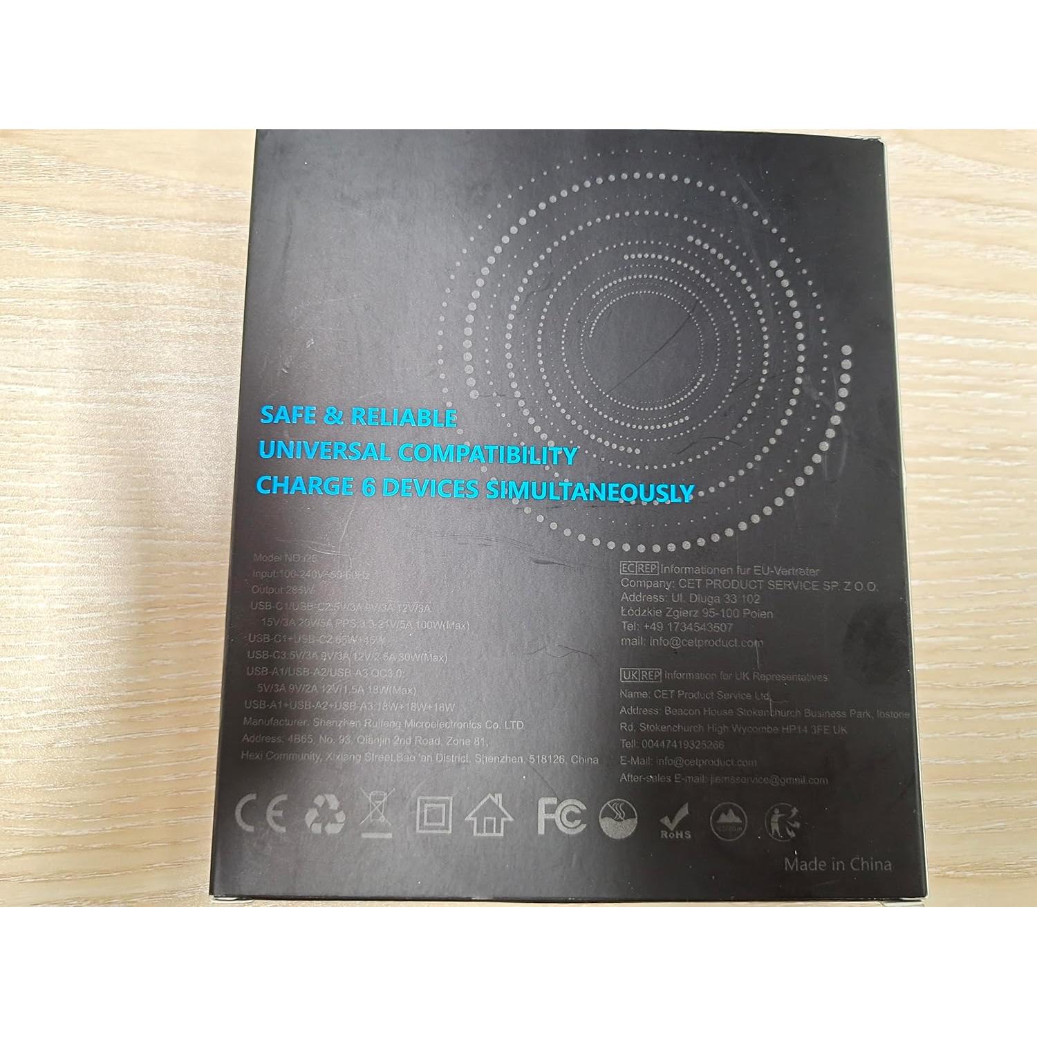 Cargador USB C 285W YSYFAD 6 Puertos con Pantalla LCD