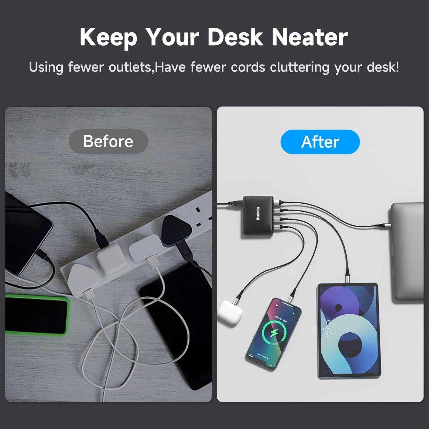 Cargador GaN 140W 4 Puertos USB-C Vina PDT-004 Carga Rápida