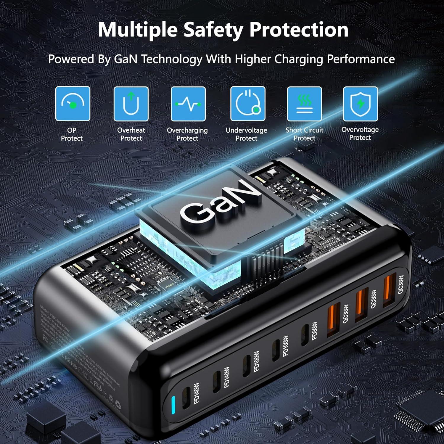 Cargador USB-C 600W NXPGKEA 8 Puertos Carga Rápida