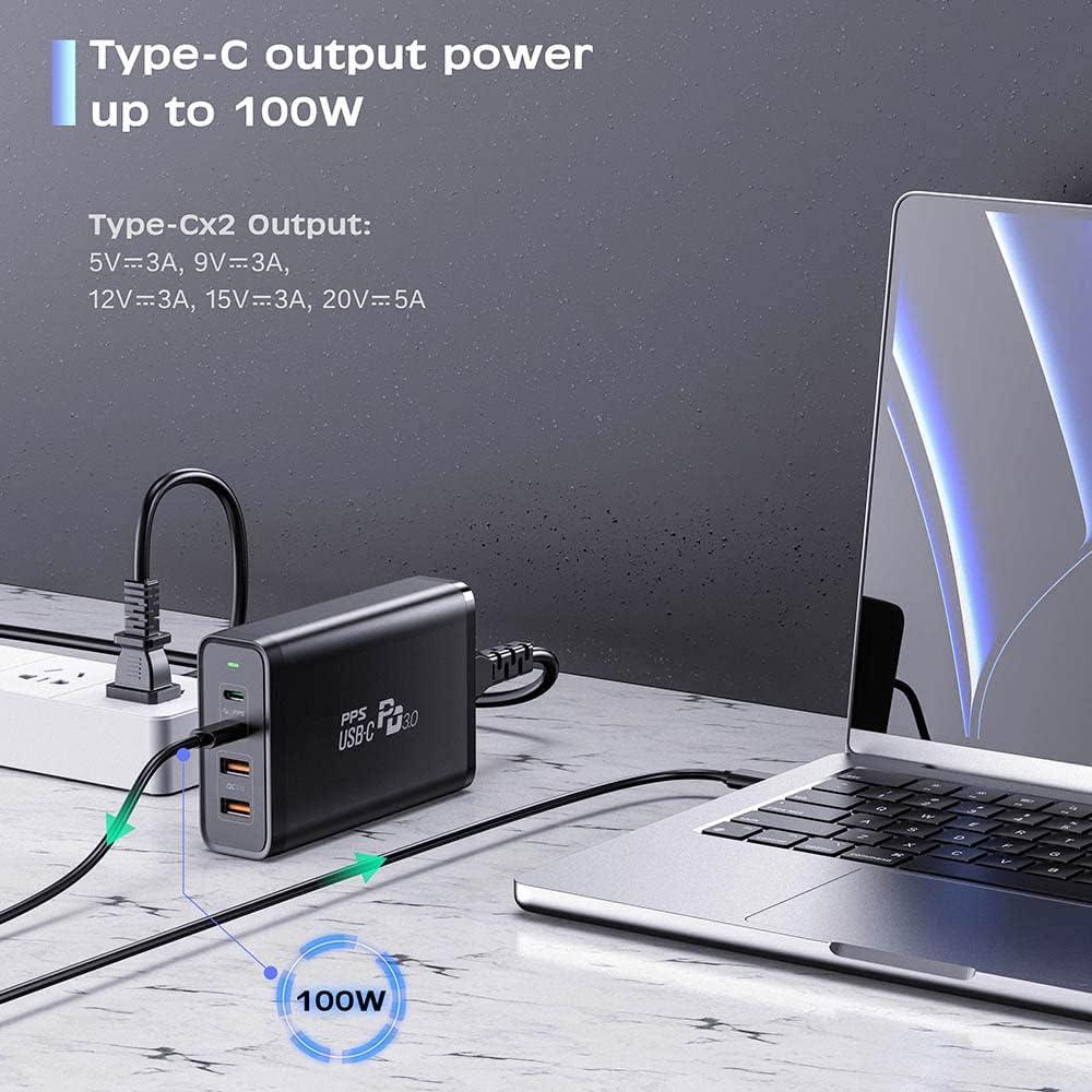 Cargador de escritorio USB C 245W GaN 4 puertos rápido