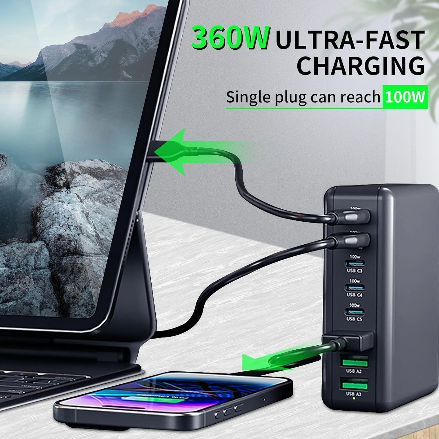 Cargador USB C 360W 8 Puertos GaN III Shenzhen Master