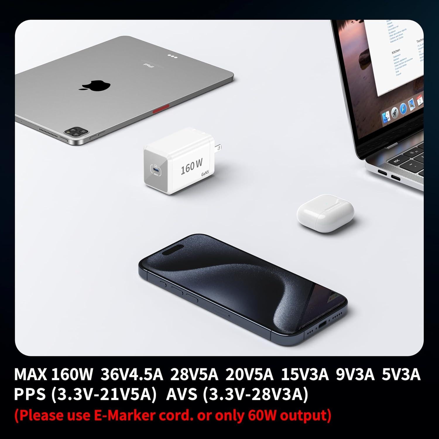 Cargador USB-C 160W Shenzhen Longda para MacBook Pro/Air