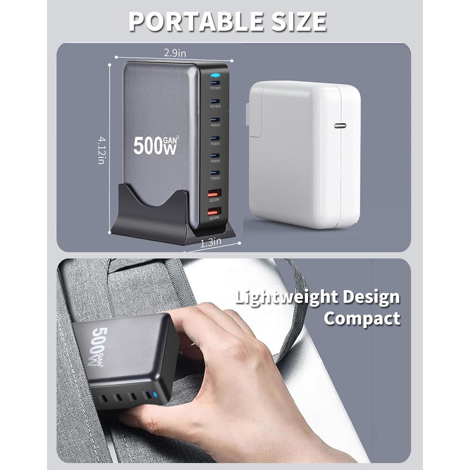 Estación de Carga Rápida USB-C 500W 8 Puertos KUANTEN