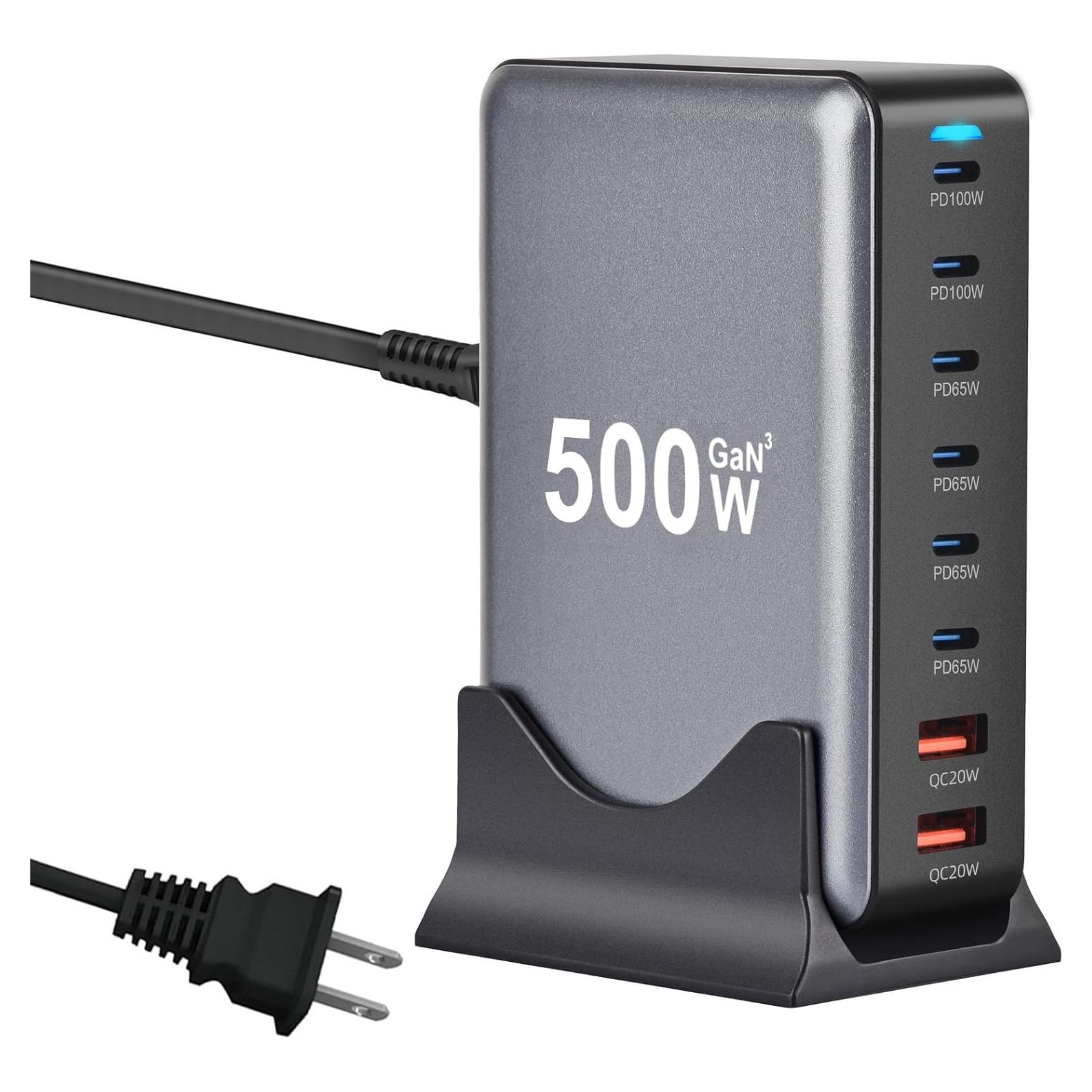 Cargador Rápido USB C 500W Perhanmm 8 Puertos Multiport