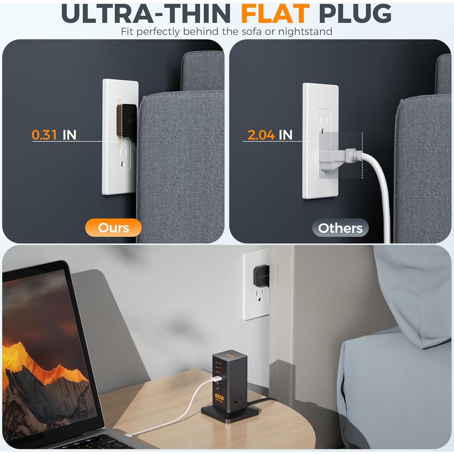 Estación de Carga TESSAN 100W 9-en-1 con 3 AC y USB