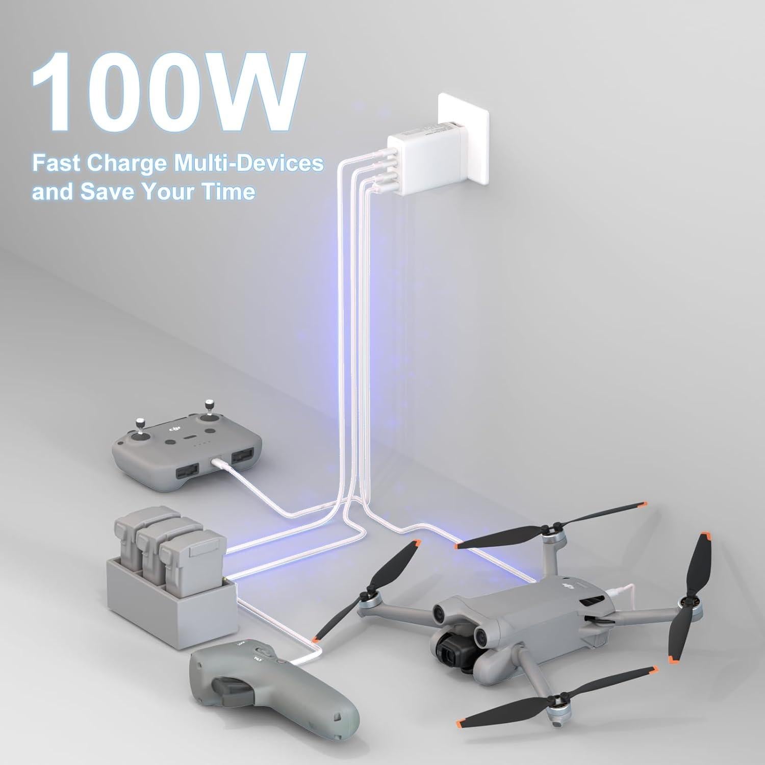 Cargador Universal 100W GaN Zosam 4 Puertos USB-C para DJI