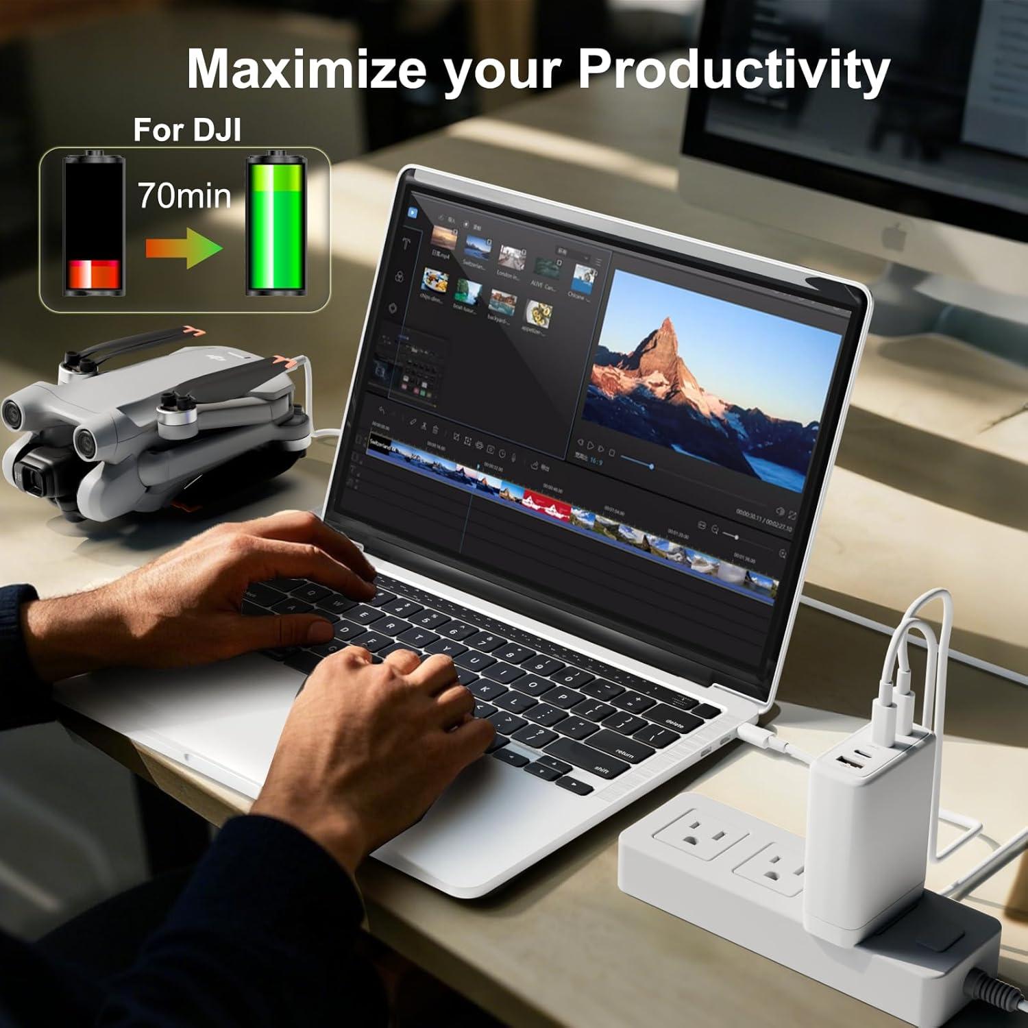 Cargador Universal 100W GaN Zosam 4 Puertos USB-C para DJI