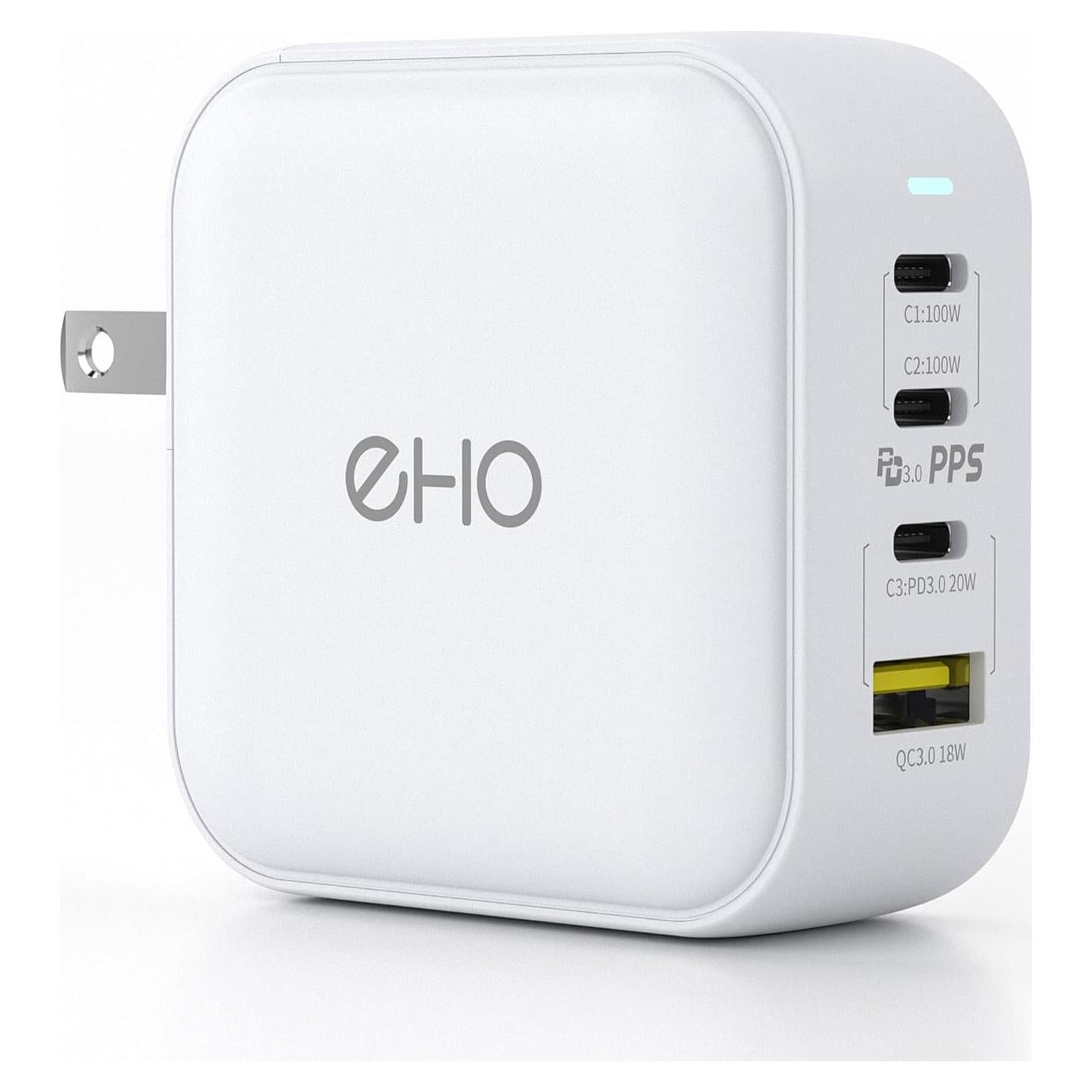 USB C Wall Charger, 100W PD 3.0 PPS 4-Port GaN III Fast Charger Type C Charging Station Foldable Power Adapter Travel Charger Block Compatible w/MacBook, Laptop, iPad, iPhone, Samsung and More-White