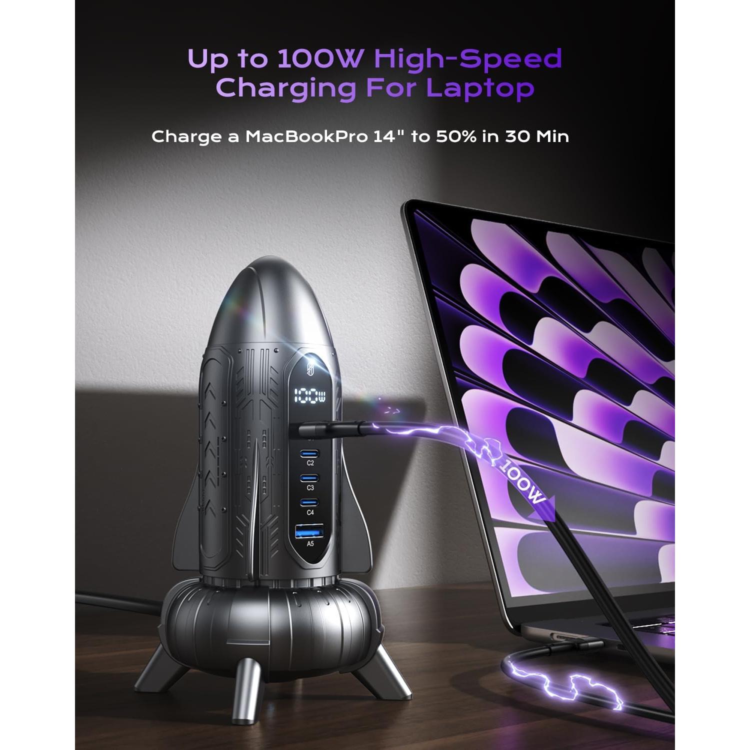 Estación de Carga USB 120W ASOMETECH 5 Puertos Carga Rápida