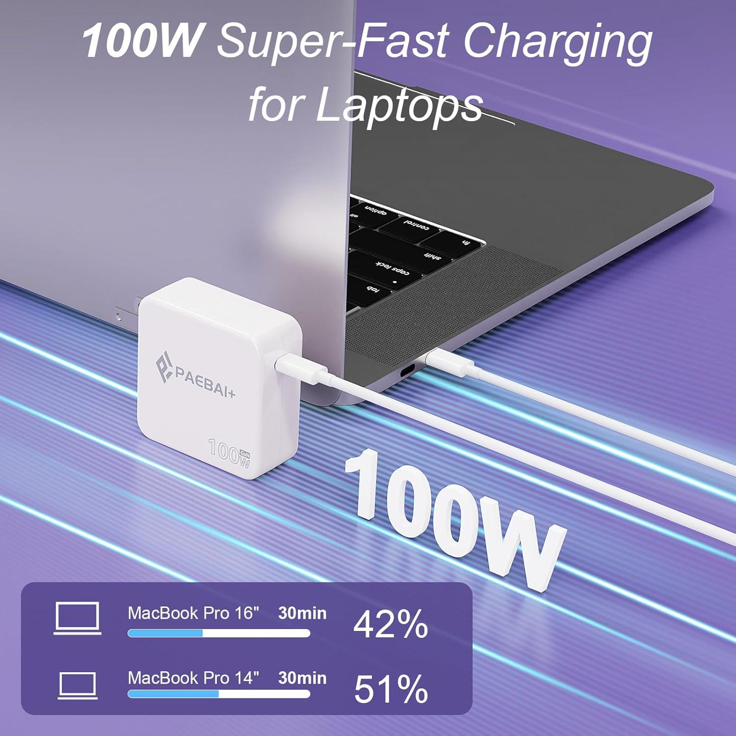 Cargador USB C PAEBAI+ 100W GaN PD3.0 Carga Rápida