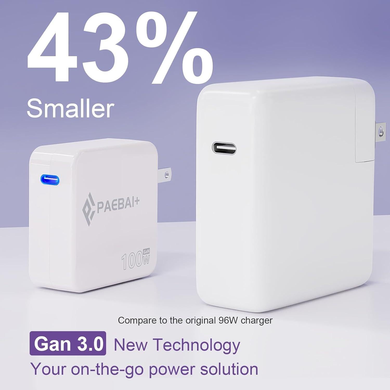 Cargador USB C PAEBAI+ 100W GaN PD3.0 Carga Rápida