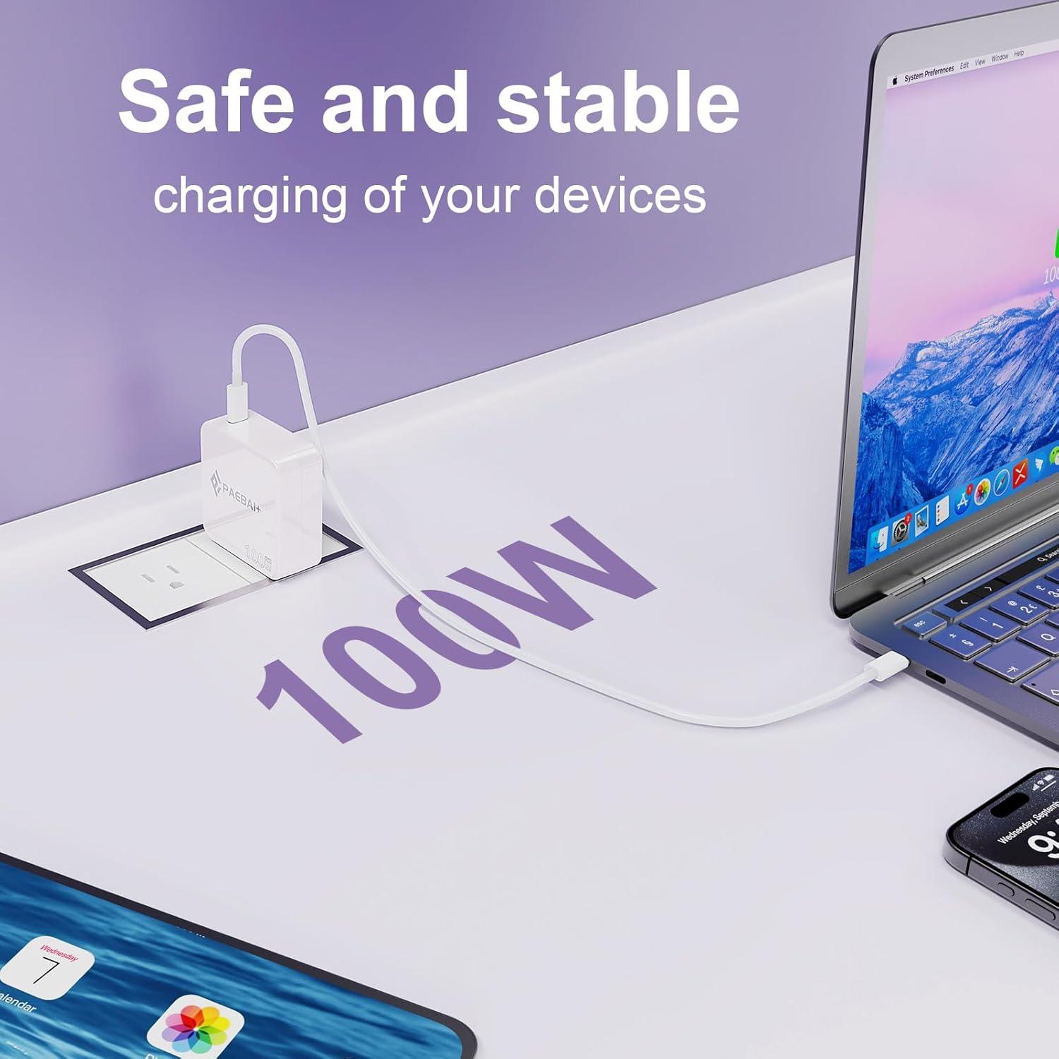 Cargador USB C PAEBAI+ 100W GaN PD3.0 Carga Rápida