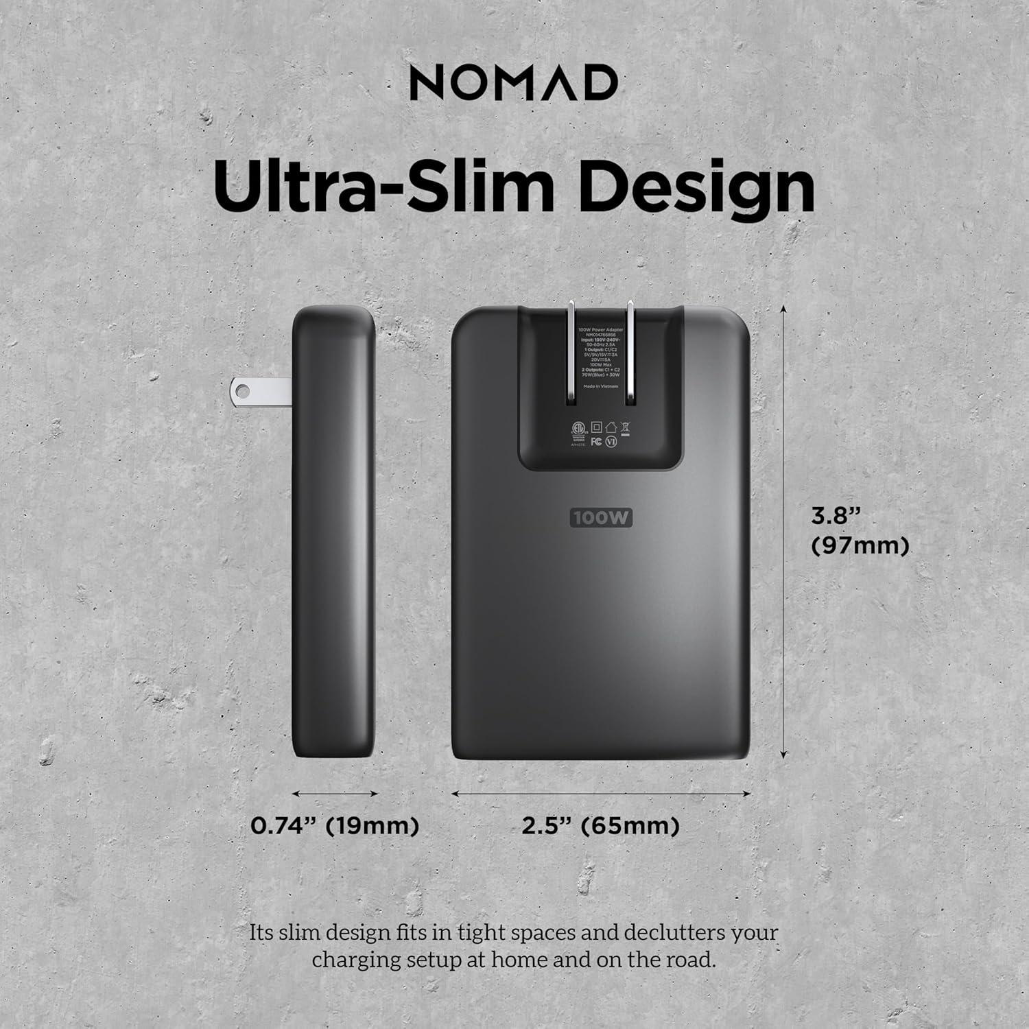 Cargador de Pared Slim Nomad 100W USB-C Doble Rápido