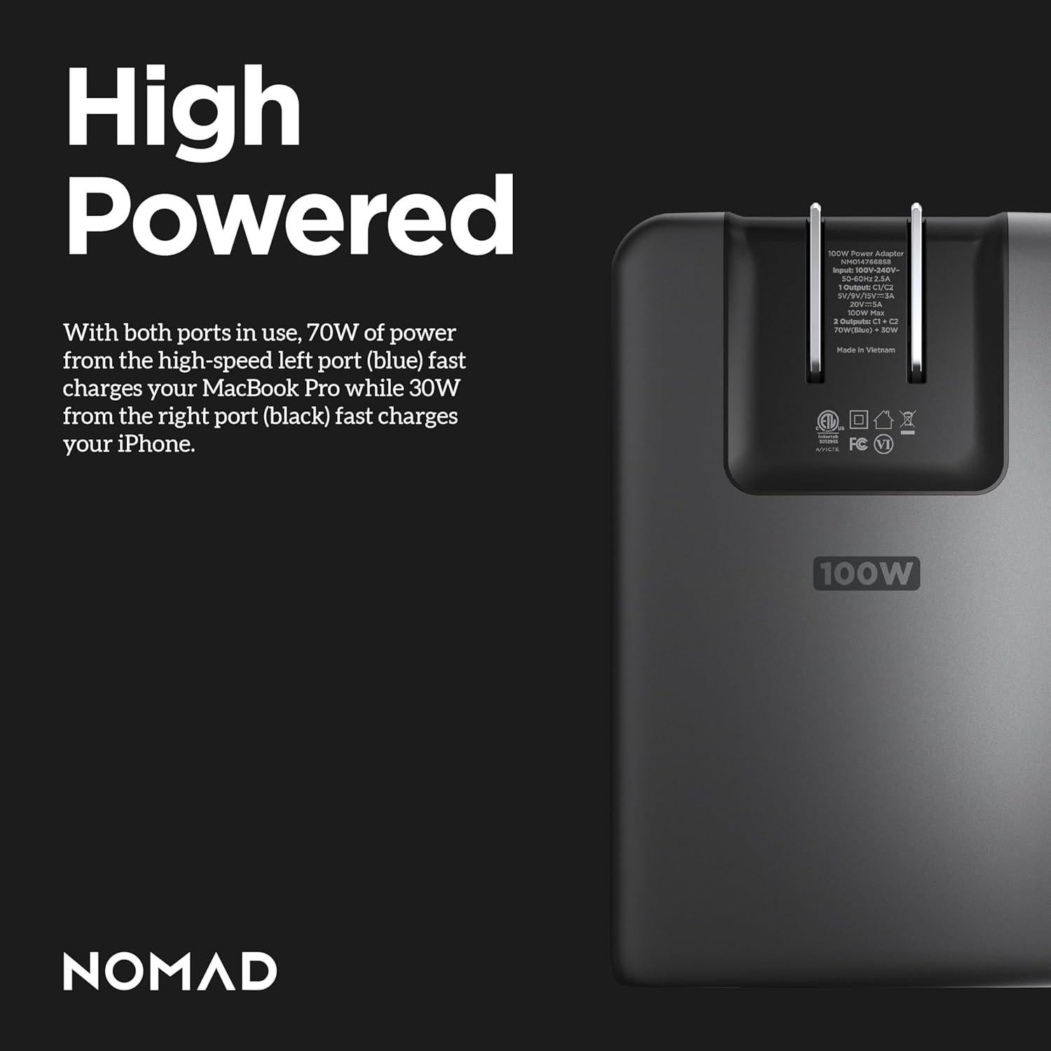 Cargador de Pared Slim Nomad 100W USB-C Doble Rápido