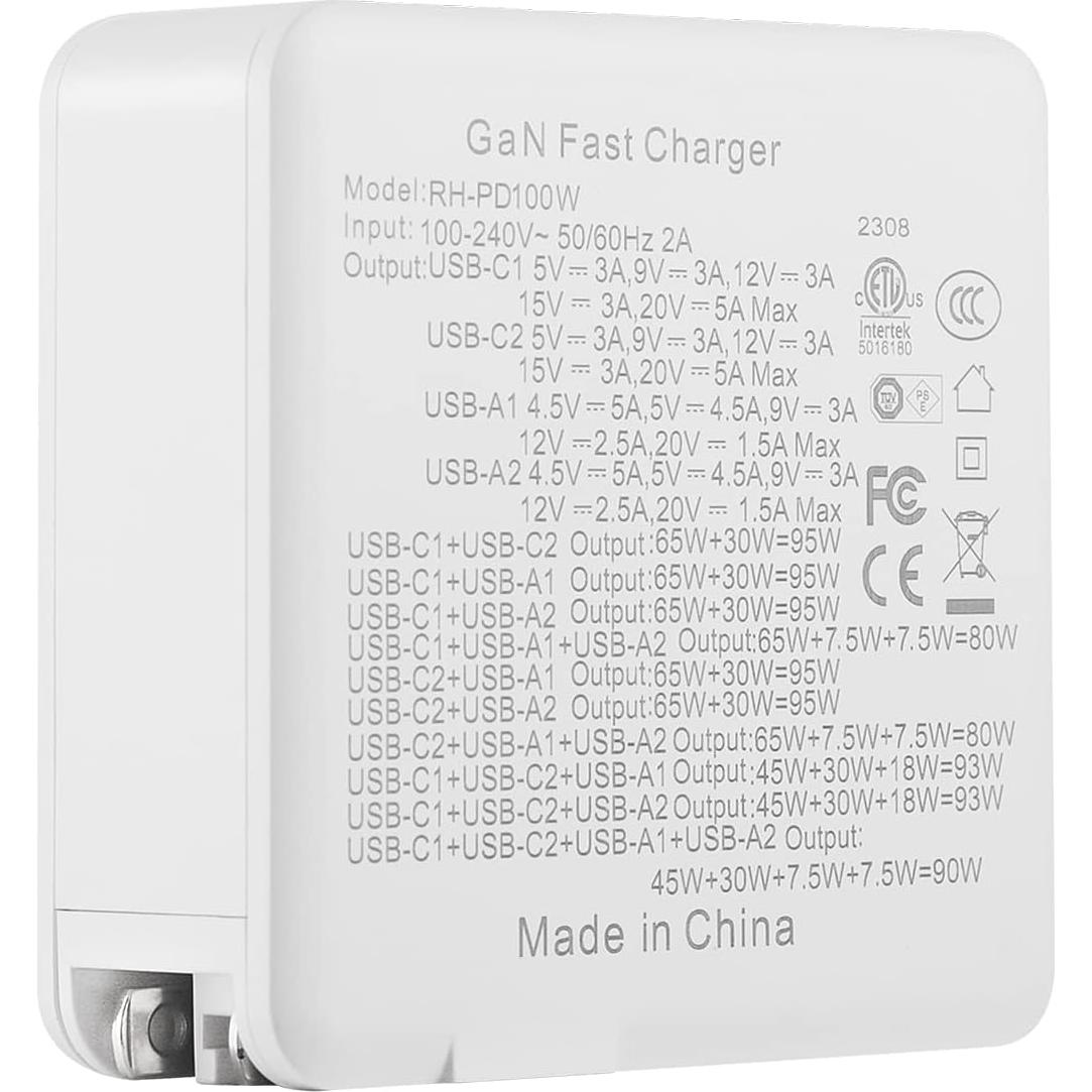 Cargador USB C 100W GaN 4 Puertos Seguridad-01 Rápido