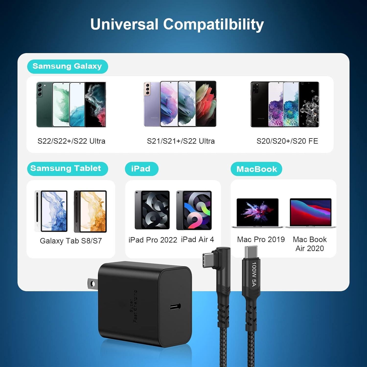 Cargador Rápido USB C 45W Costyle con Cable 6.6FT para Samsung