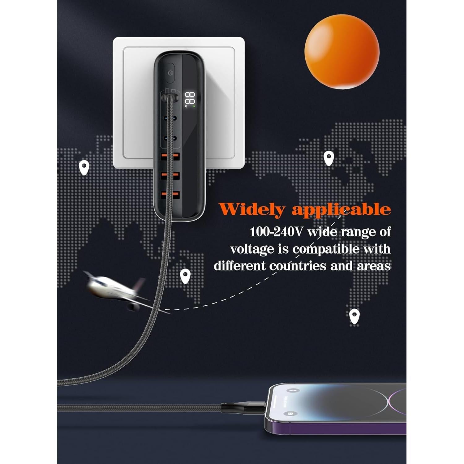 Cargador GaN 140W LDNIO Estación de Carga 6 Puertos USB-C/A