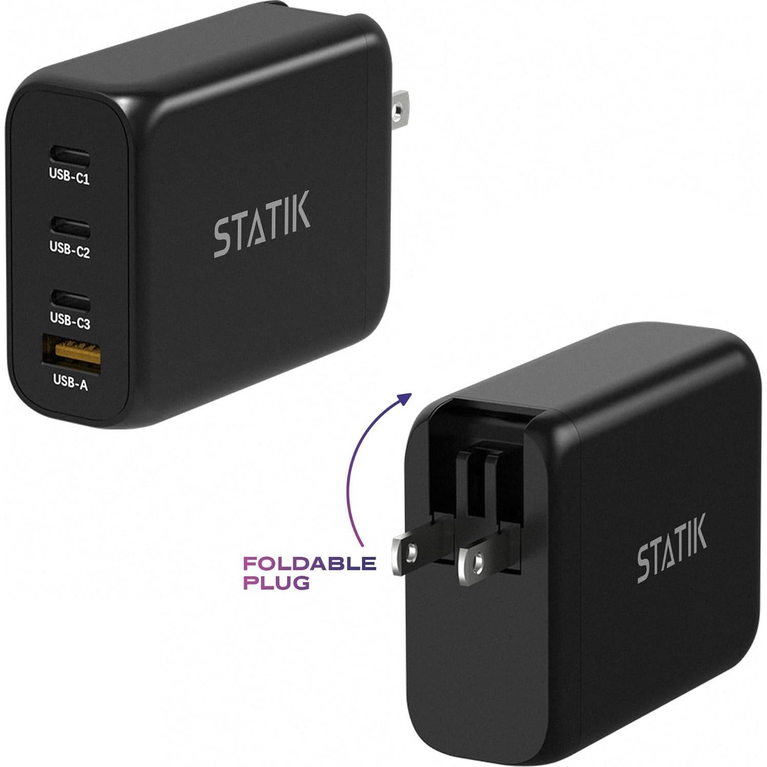 Cargador Rápido STATIK 100W GaN 3 Puertos USB-C Compacto