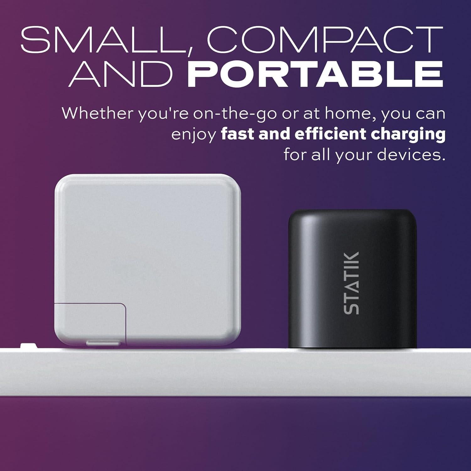 Cargador Rápido STATIK 100W GaN 3 Puertos USB-C Compacto