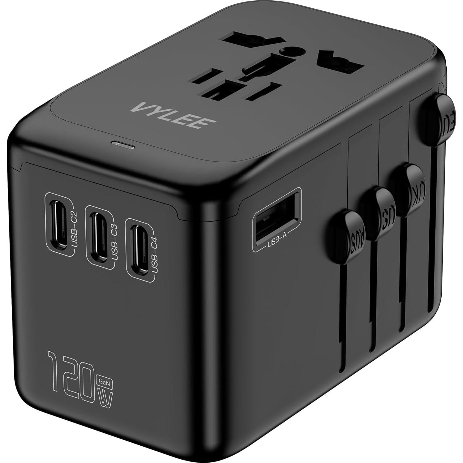 Adaptador de Viaje Universal 120W VYLEE con 4 USB-C y AC