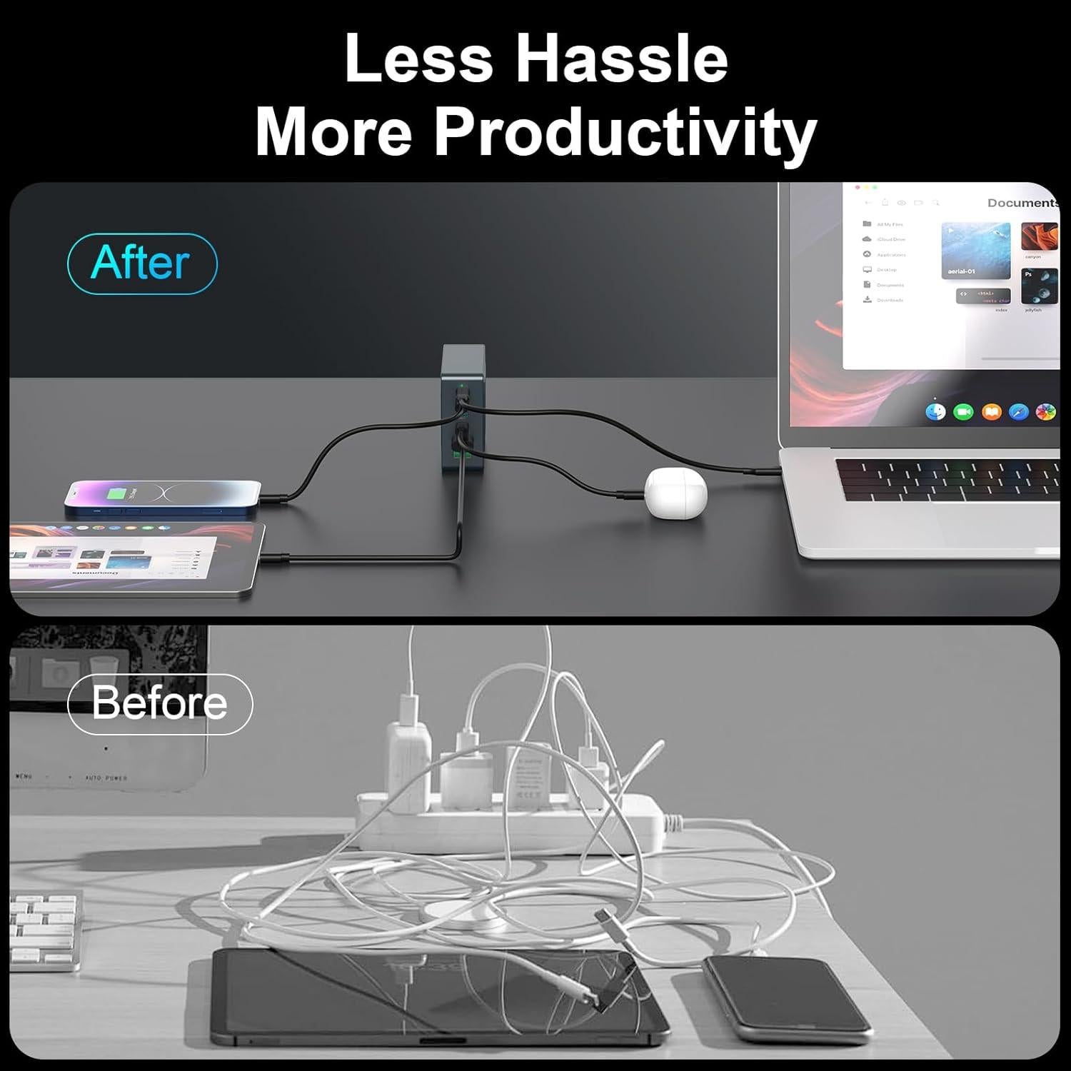 Cargador USB C BOAVELL 285W 6 Puertos Rápido GaN