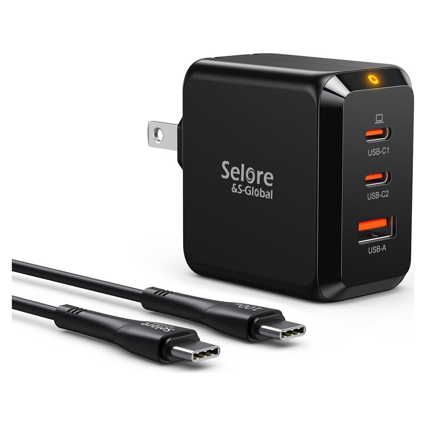 Cargador USB-C Rápido 67W SELORE Plegable 3 Puertos