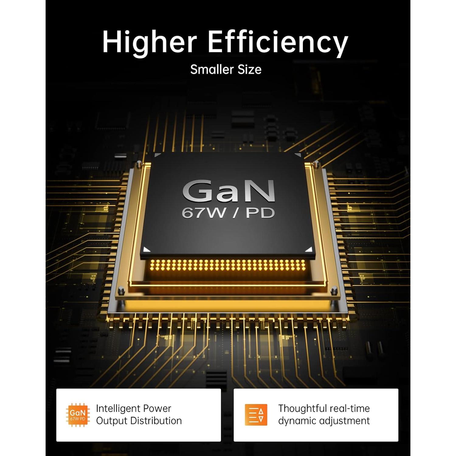 Cargador USB-C Rápido 67W SELORE Plegable 3 Puertos