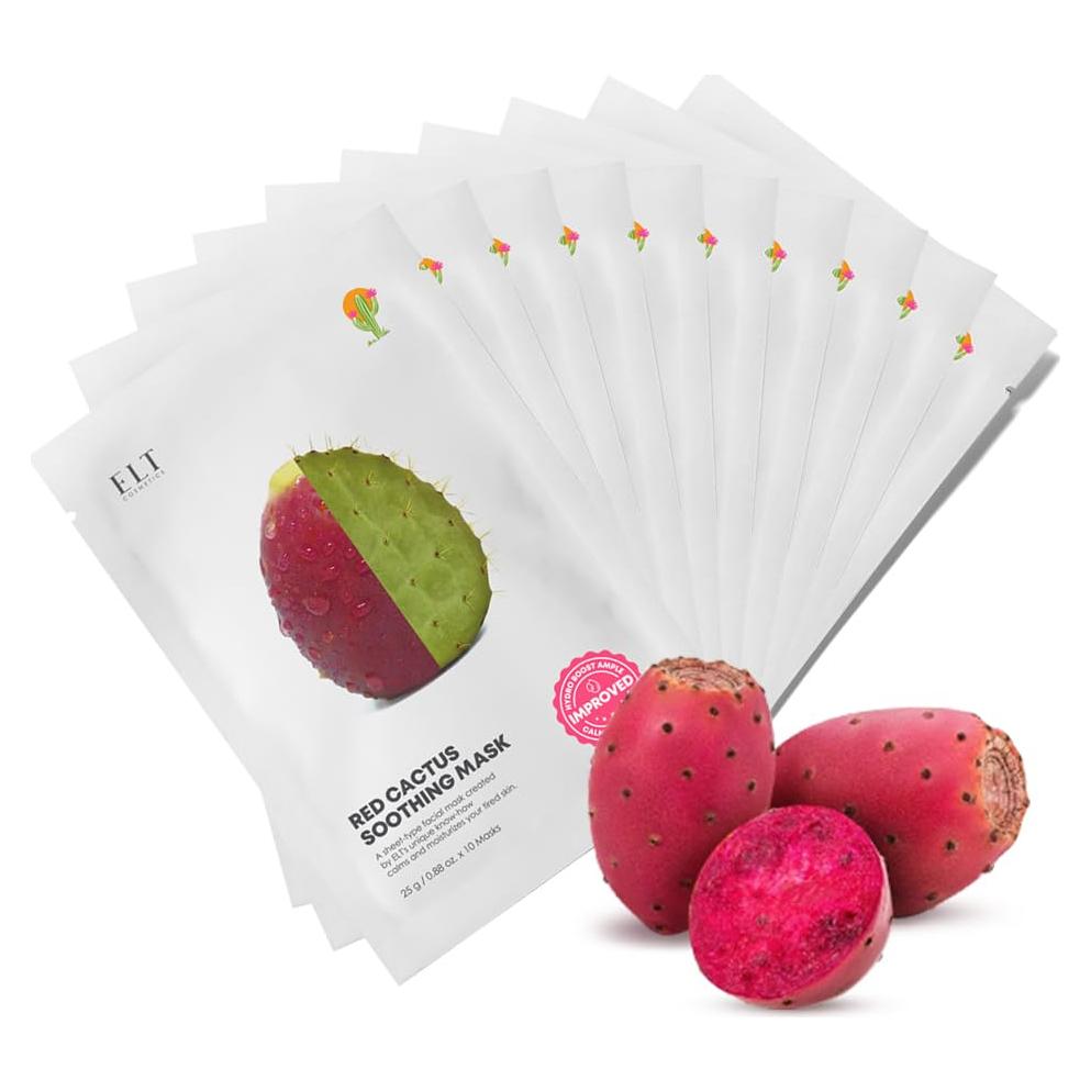 Mascarillas Faciales ELT Cactus Rojo 10EA 25g Hidratantes