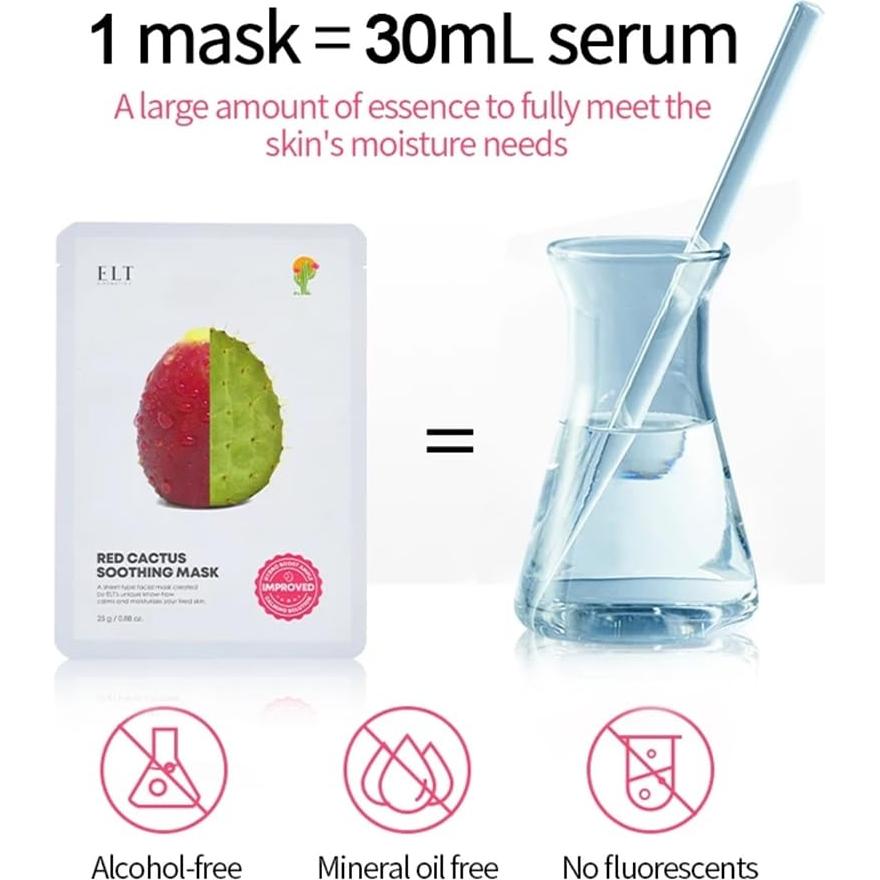 Mascarillas Faciales ELT Cactus Rojo 10EA 25g Hidratantes