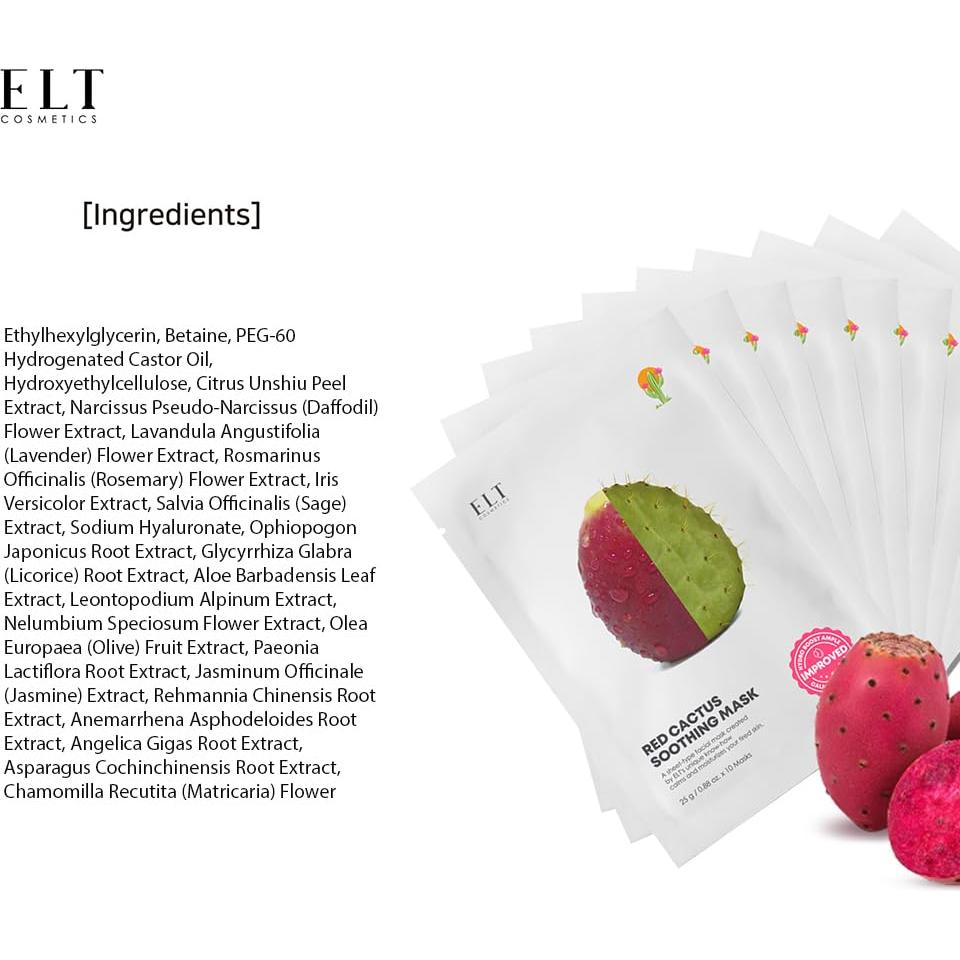 Mascarillas Faciales ELT Cactus Rojo 10EA 25g Hidratantes