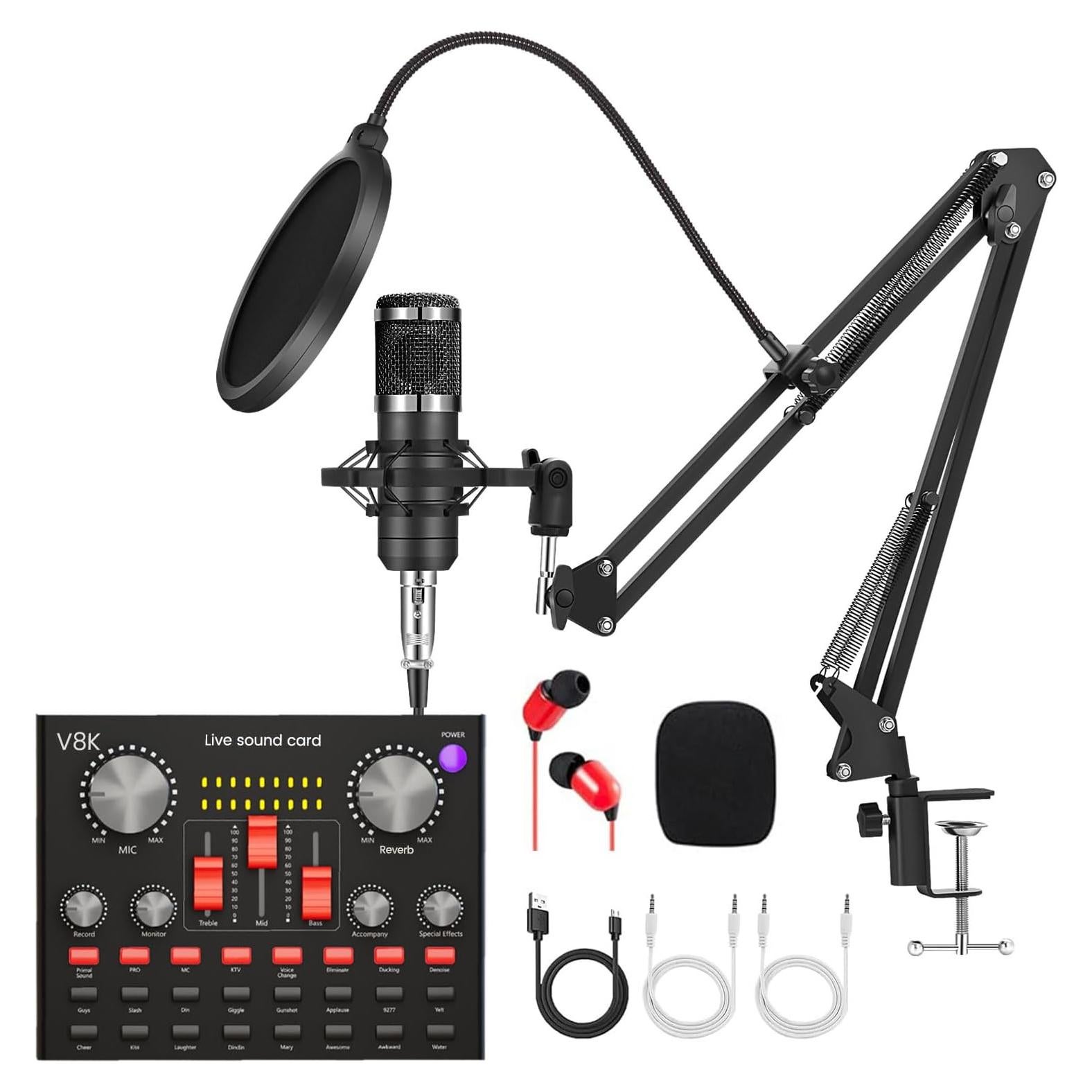 Kit de Podcast BM-800 con Tarjeta de Sonido USB y Auriculares