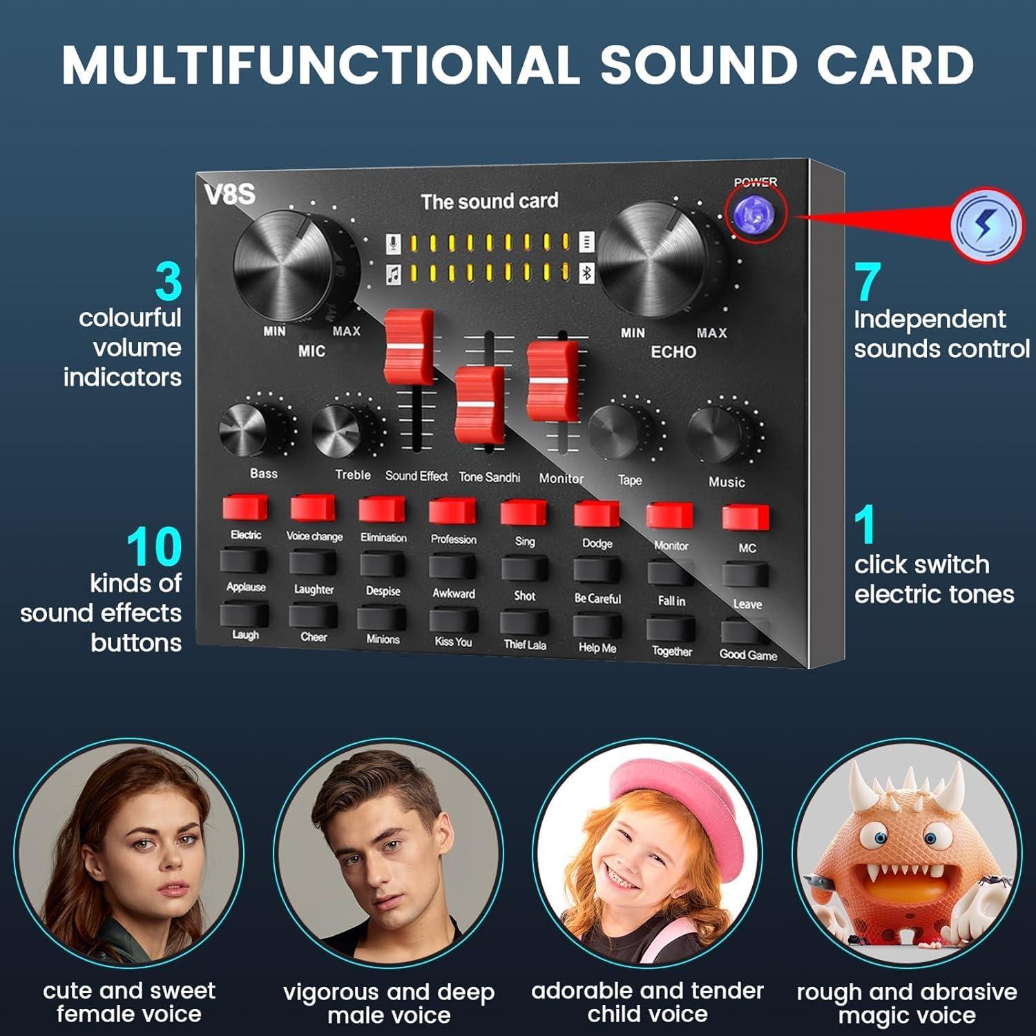 Kit de Podcast BM-800 con Tarjeta de Sonido USB y Auriculares