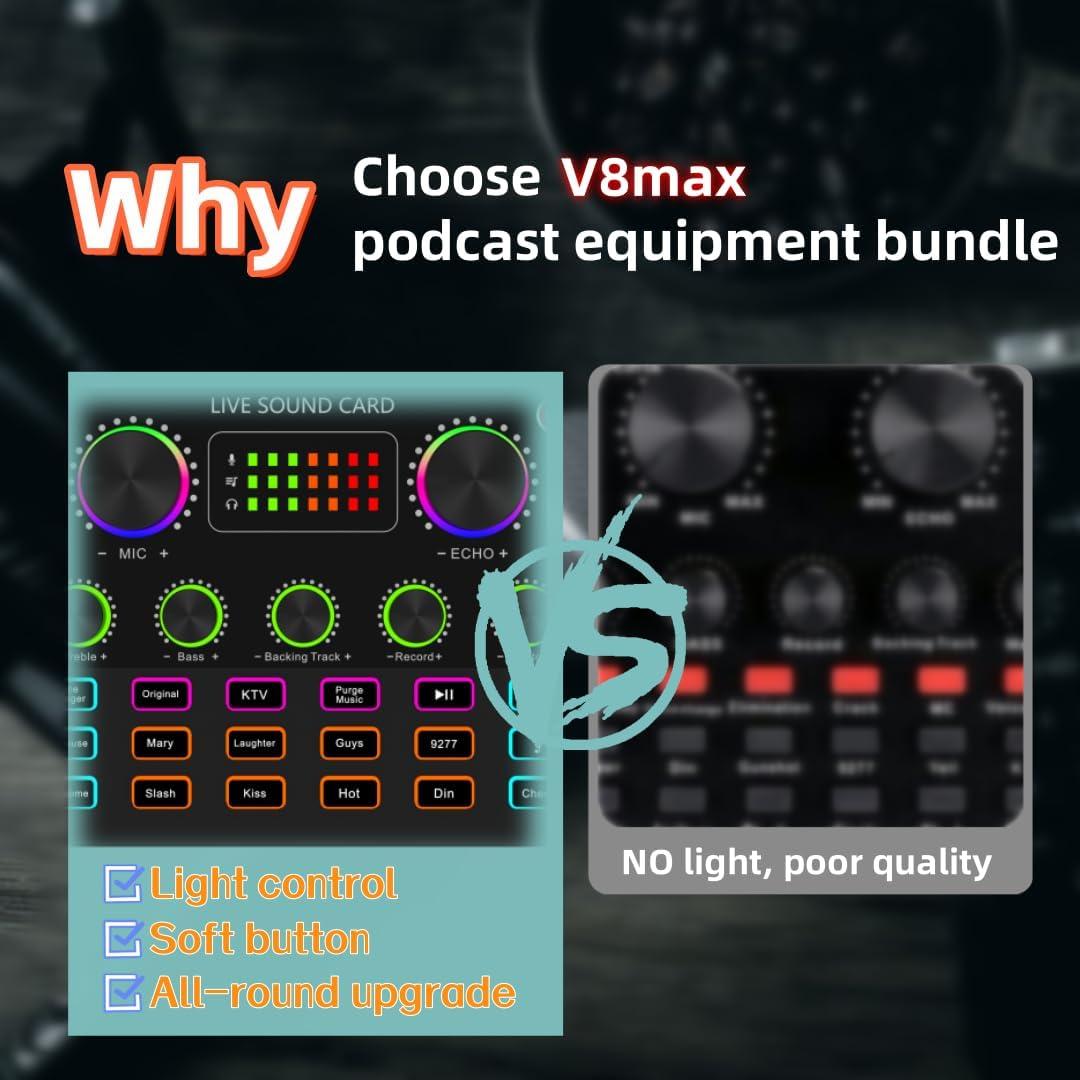 Paquete de Podcast para 2 Personas sktome V8MAX - Micrófonos y Mezclador