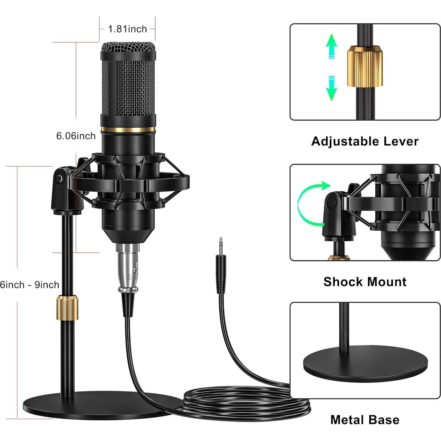 Paquete de Micrófono BM800 con Mezclador G10 para Podcast