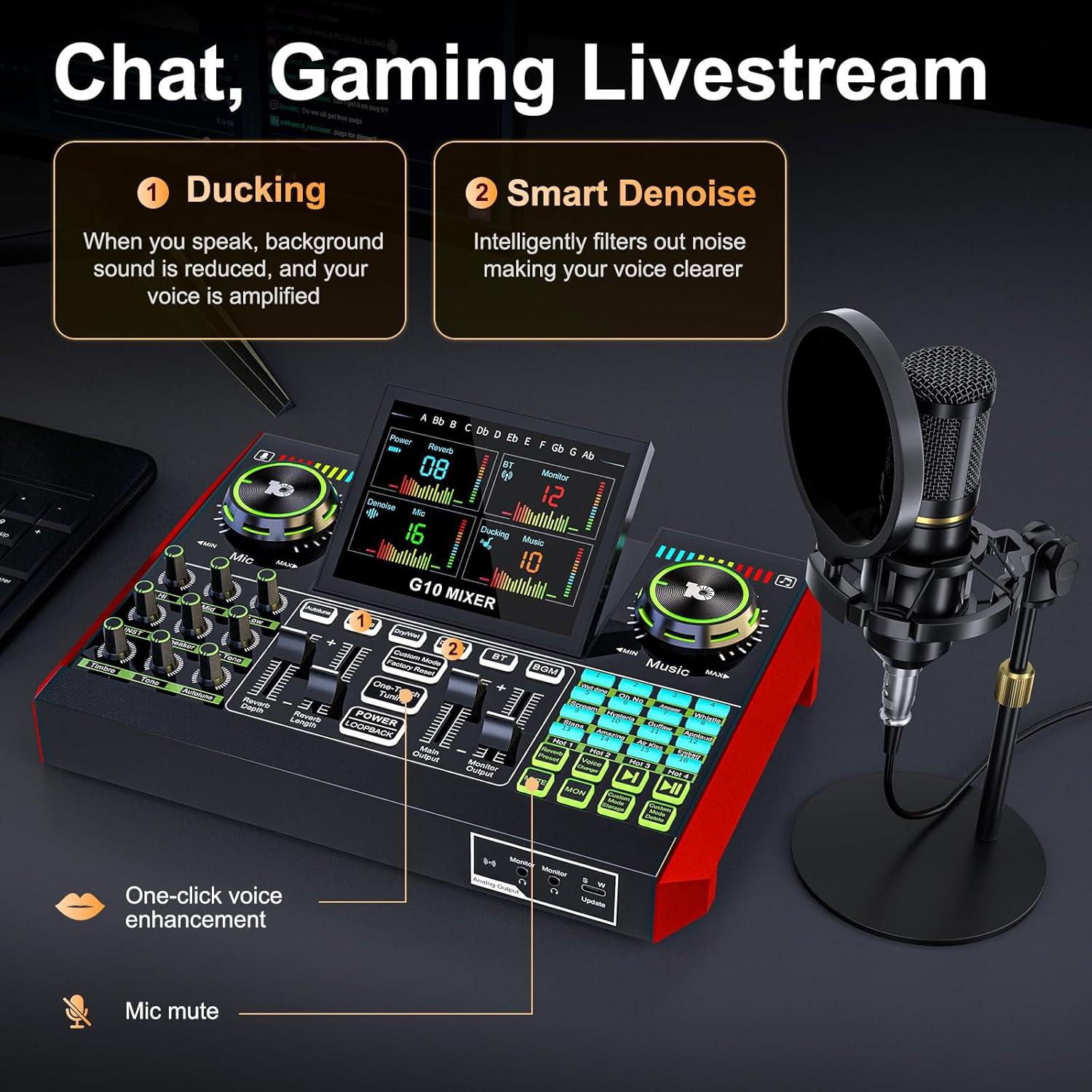 Paquete de Micrófono BM800 con Mezclador G10 para Podcast