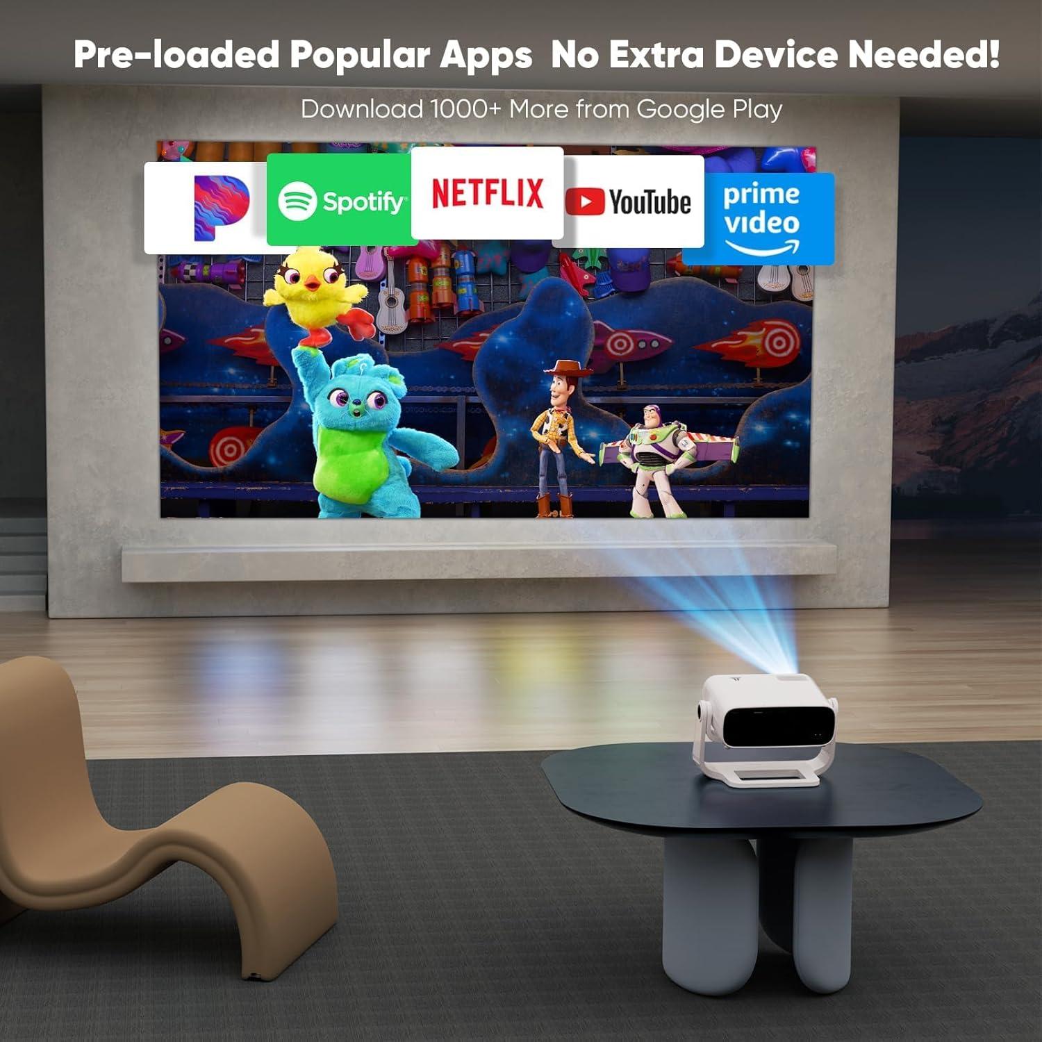 Proyector Inteligente Wielio 2025 Nativo 1080P Soporte 4K WiFi 6